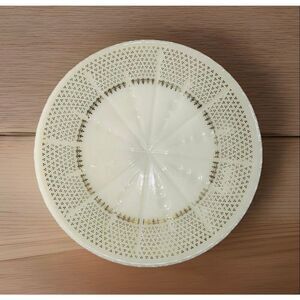 Vintage Anchor Hocking Milk Glass Pedestal Cake Stand Plate With Gold Accents